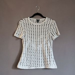 Mercer and Madison punch hole T-Shirt, size M, Grey, camisole liner.